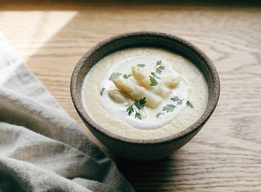 Aspargessuppe på hvide asparges