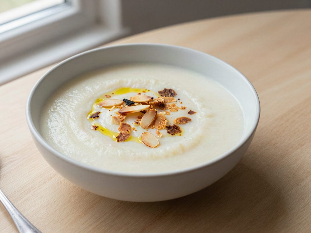 Blomkålssuppe med ristede mandler
