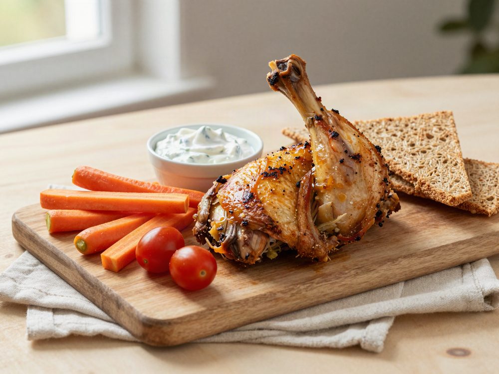 Grillkylling med snackgrønt og tzatziki