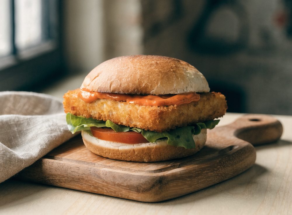 Halloumiburger med sprød panering og chilimayo