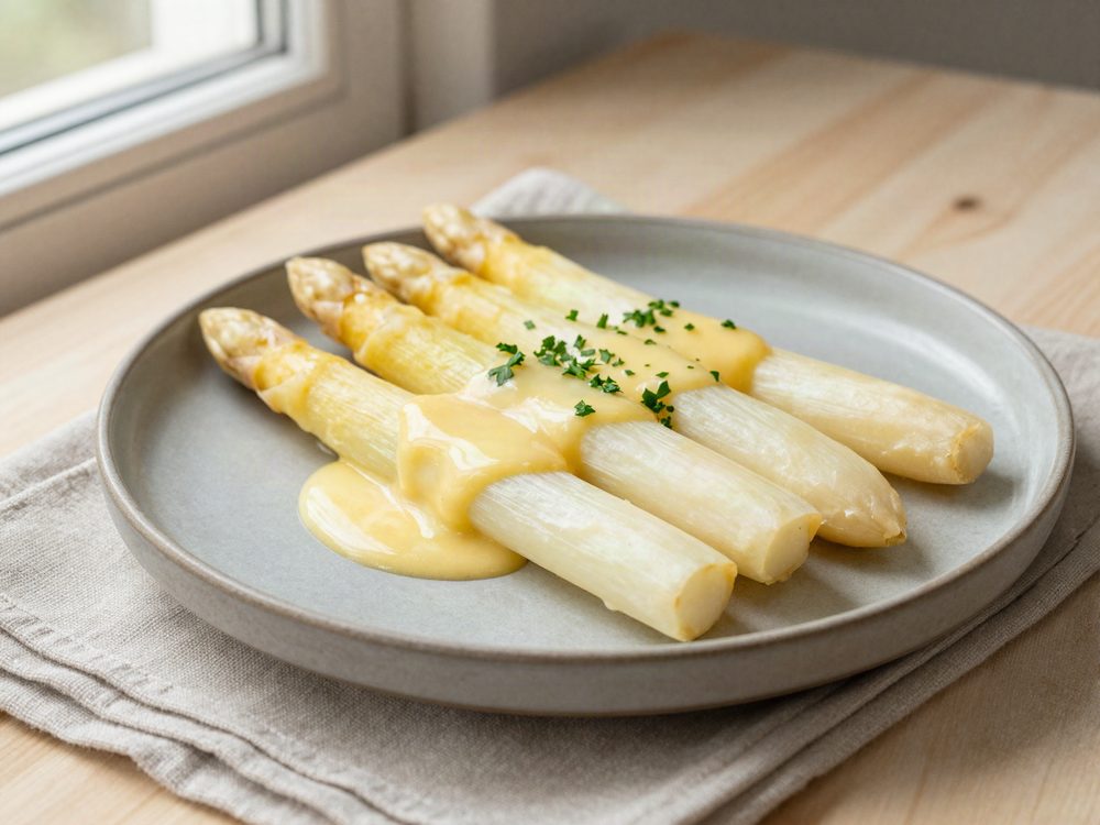 Hvide asparges med hollandaise