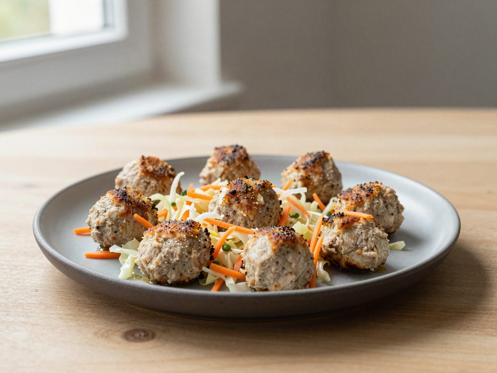 Kalkunfrikadeller med grov råkost