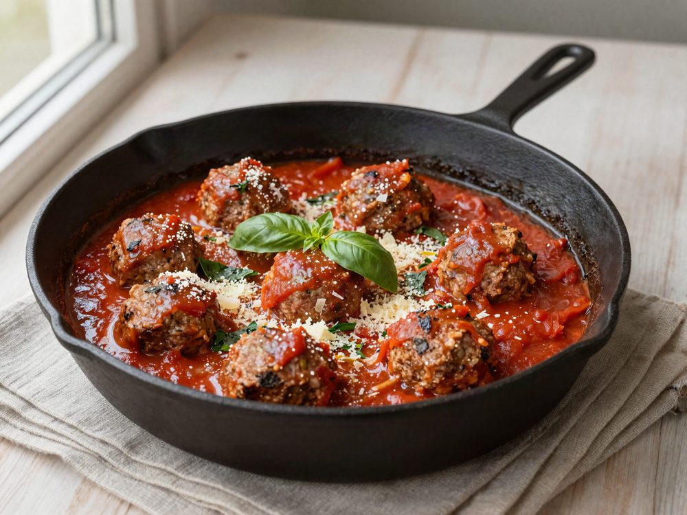 Kødboller i tomatsauce uden æg og rasp