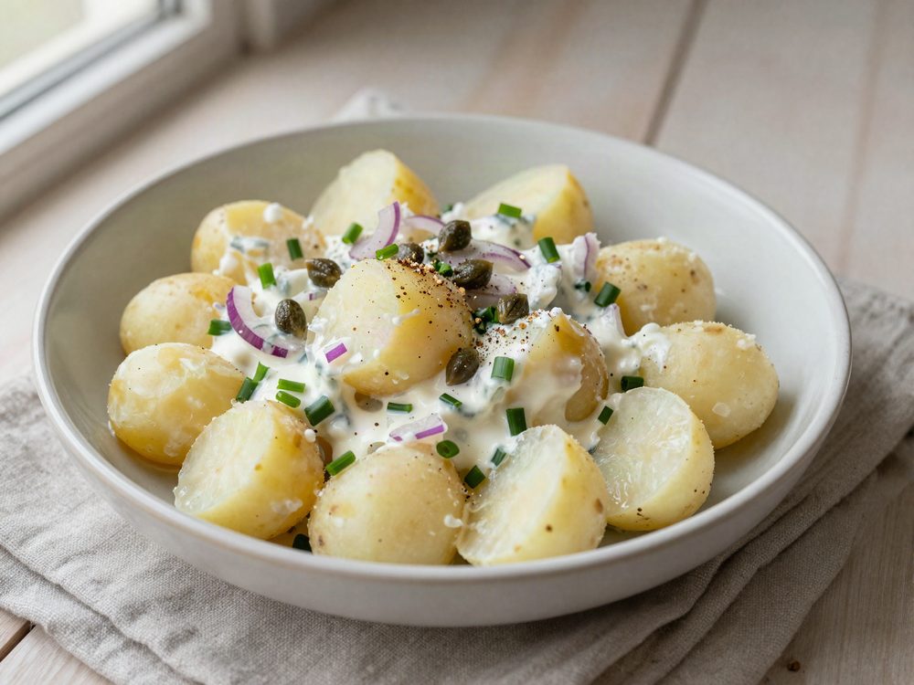 Kold kartoffelsalat af gårsdagens kartofler
