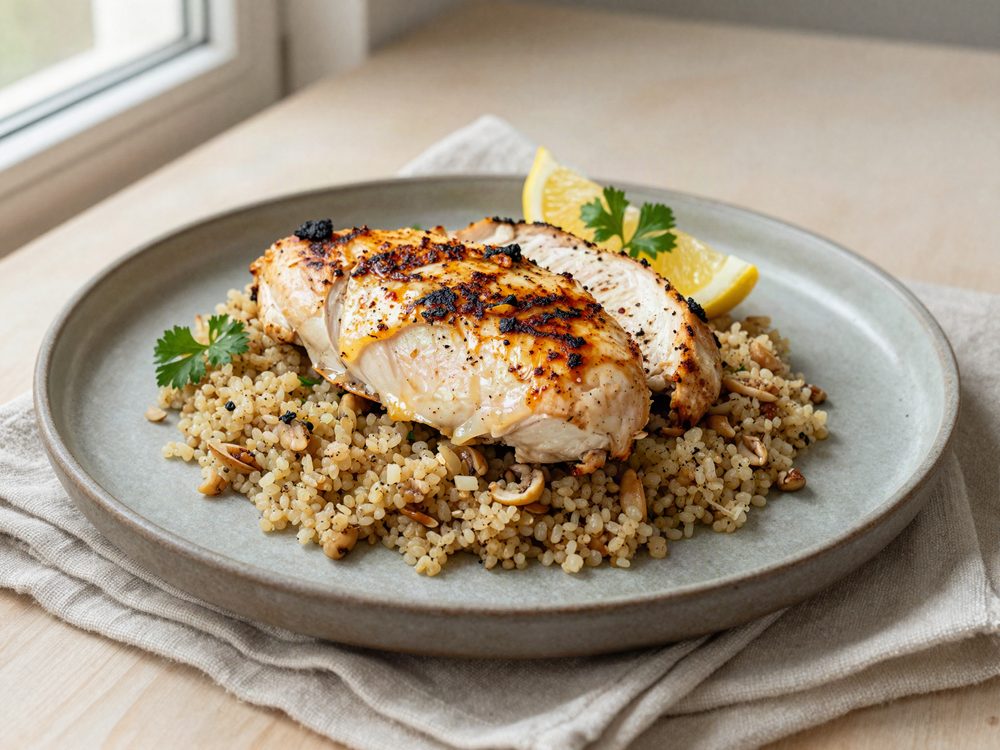 Kyllingebryst i skyrmarinade med bulgur