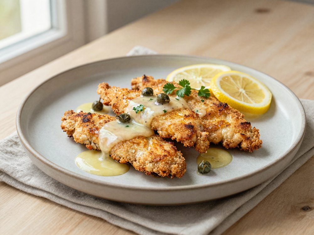Kyllingeinderfilet på panden med citron og kapers