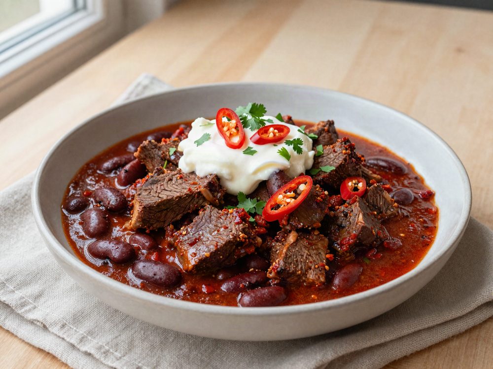 Langtidschili med oksebov og røget paprika
