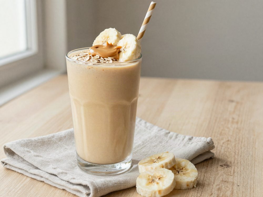Mættende smoothie med havregryn og peanutbutter