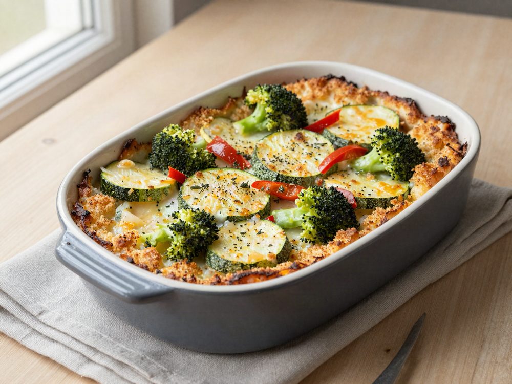 Ovngratin af de halve grøntsager