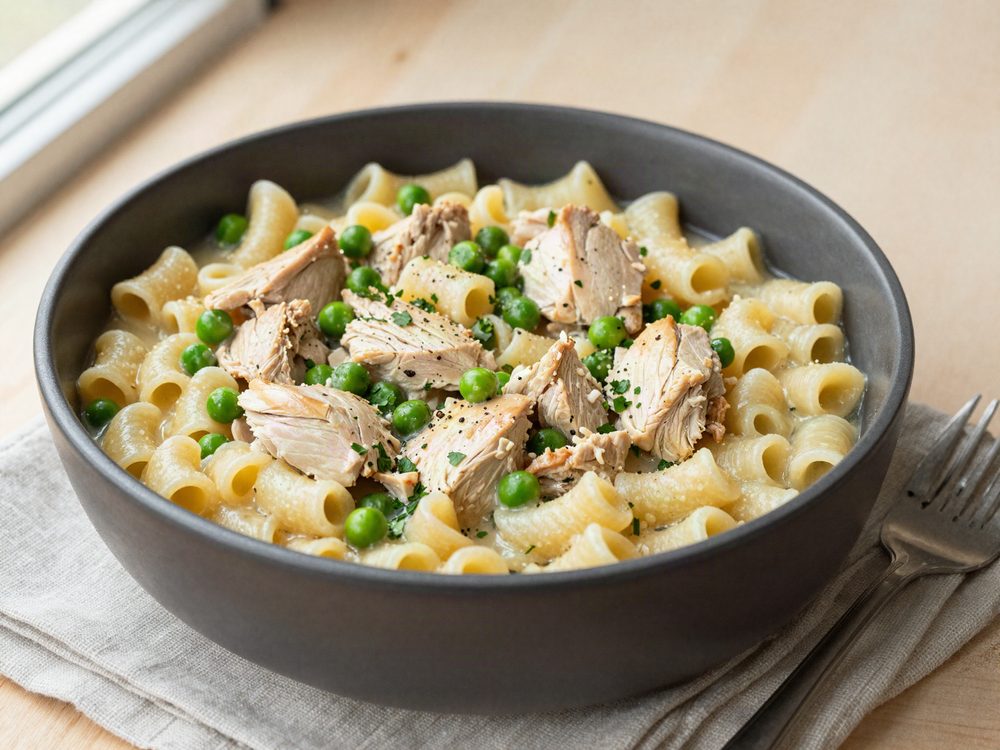 Pastagryde med kylling og ærter