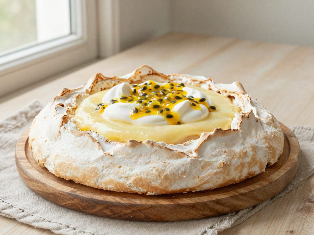 Pavlova med passionsfrugt og limecreme