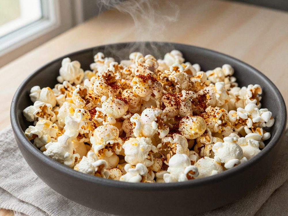 Popcorn med brunet smør og røget paprika