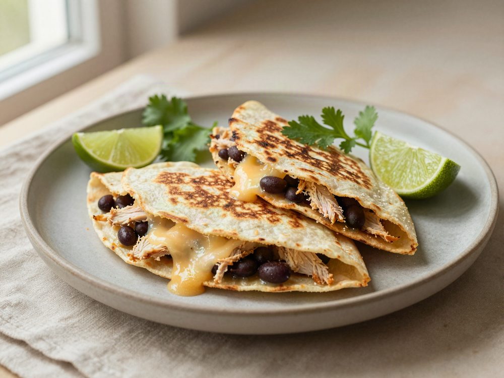 Quesadilla med kylling og sorte bønner