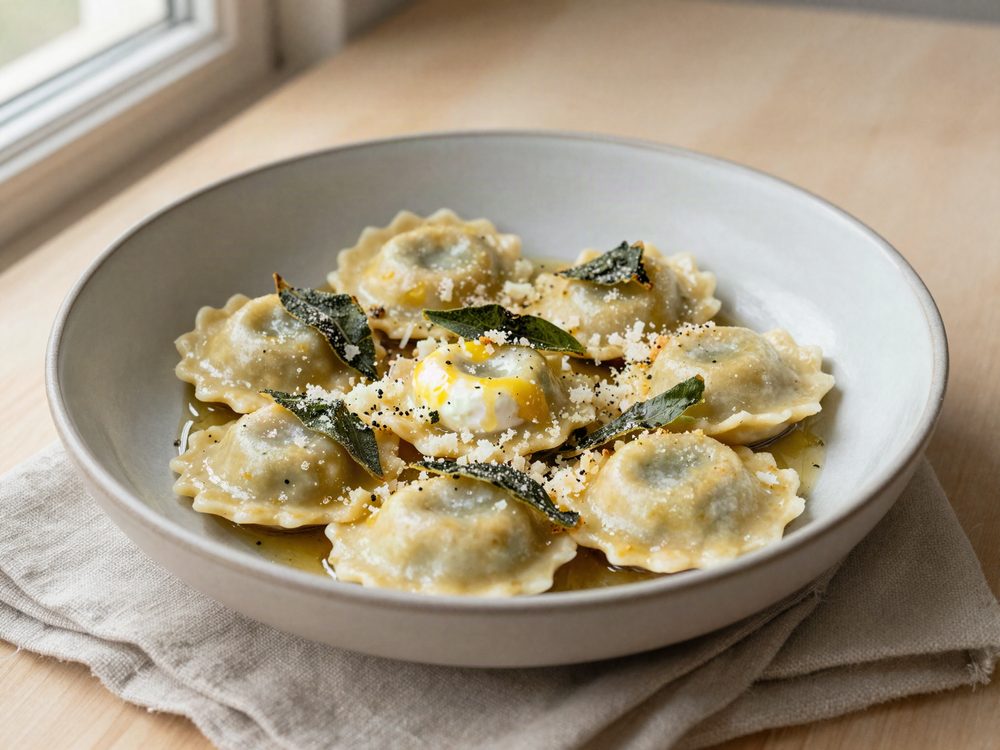 Ravioli med ricotta, citron og salviesmør