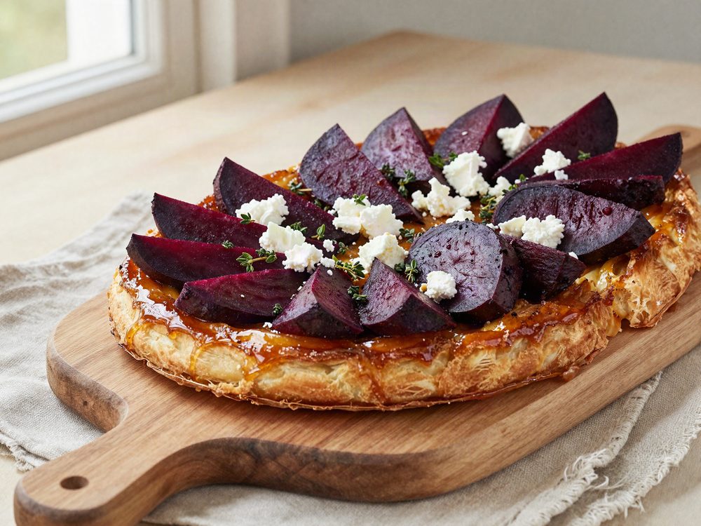 Rodbede-tarte tatin med chevre