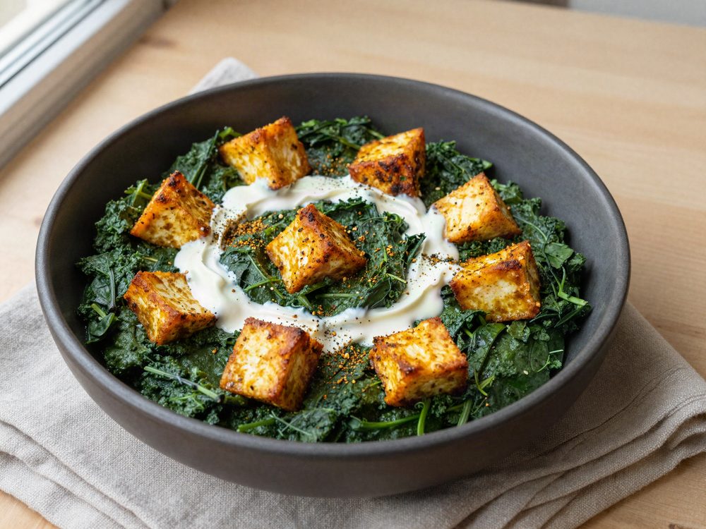 Saag paneer med frisk spinat