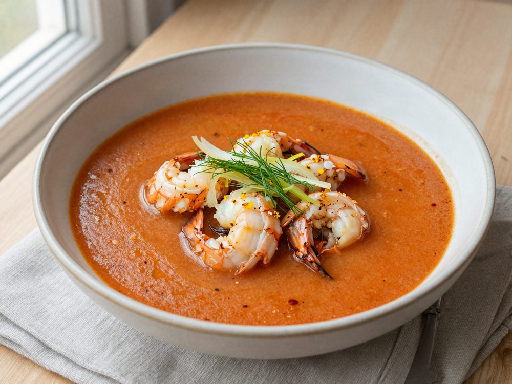 Skaldyrssuppe med jomfruhummer og fennikel