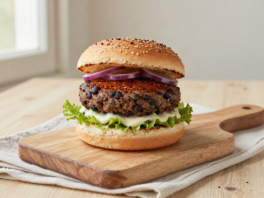 Sorte bønne-burger med røget paprika