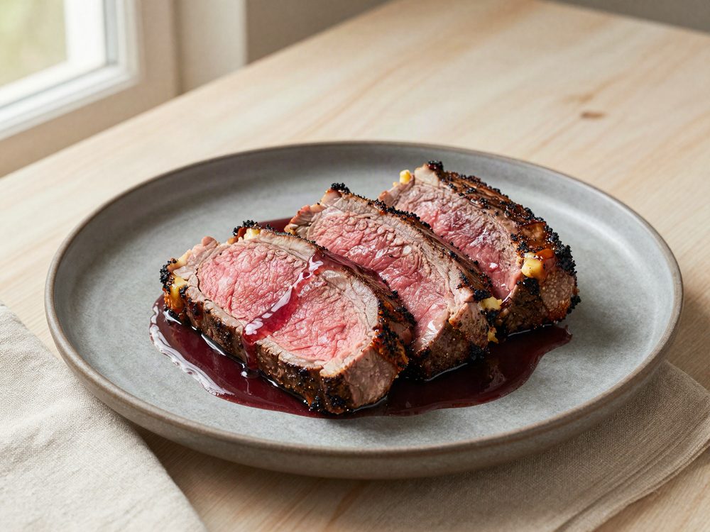 Sous vide-oksemørbrad med rødvinsglace
