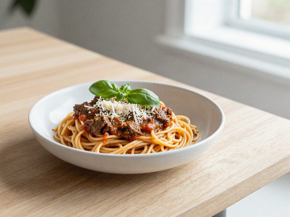 Spaghetti med kødsovs