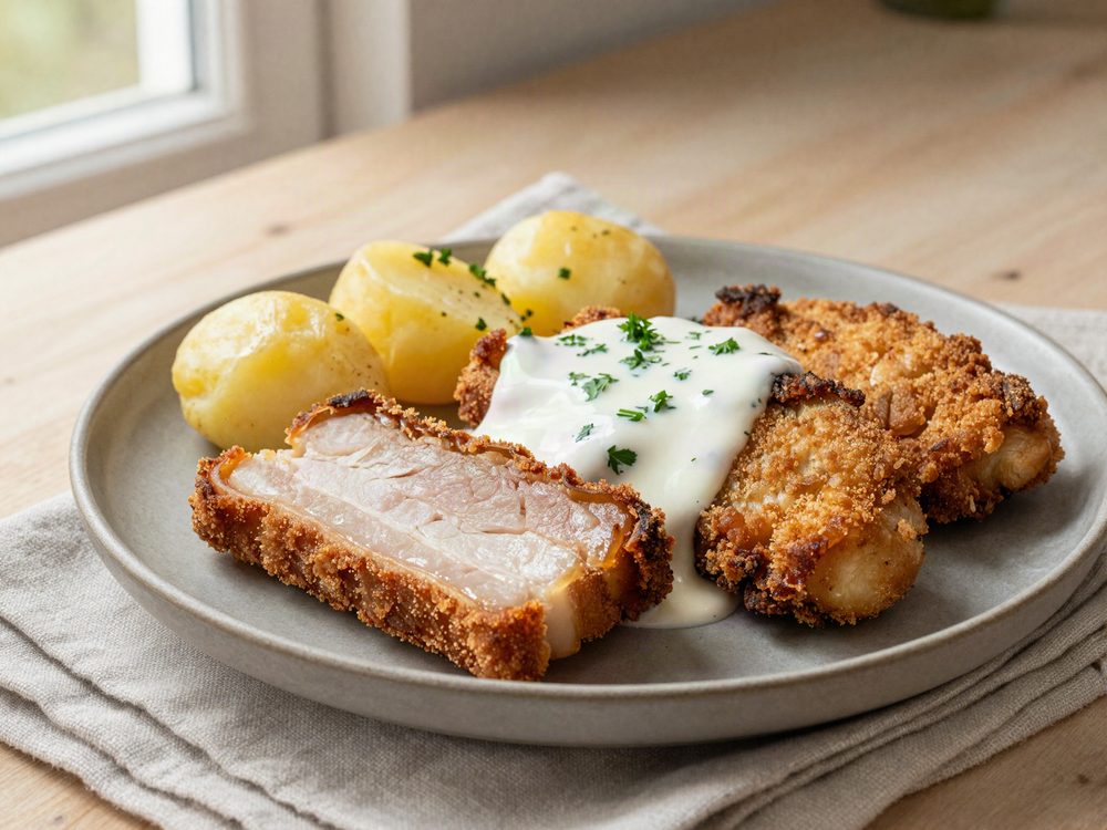 Stegt flæsk med persillesovs