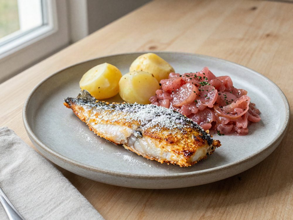 Stegt makrel med rabarberkompot