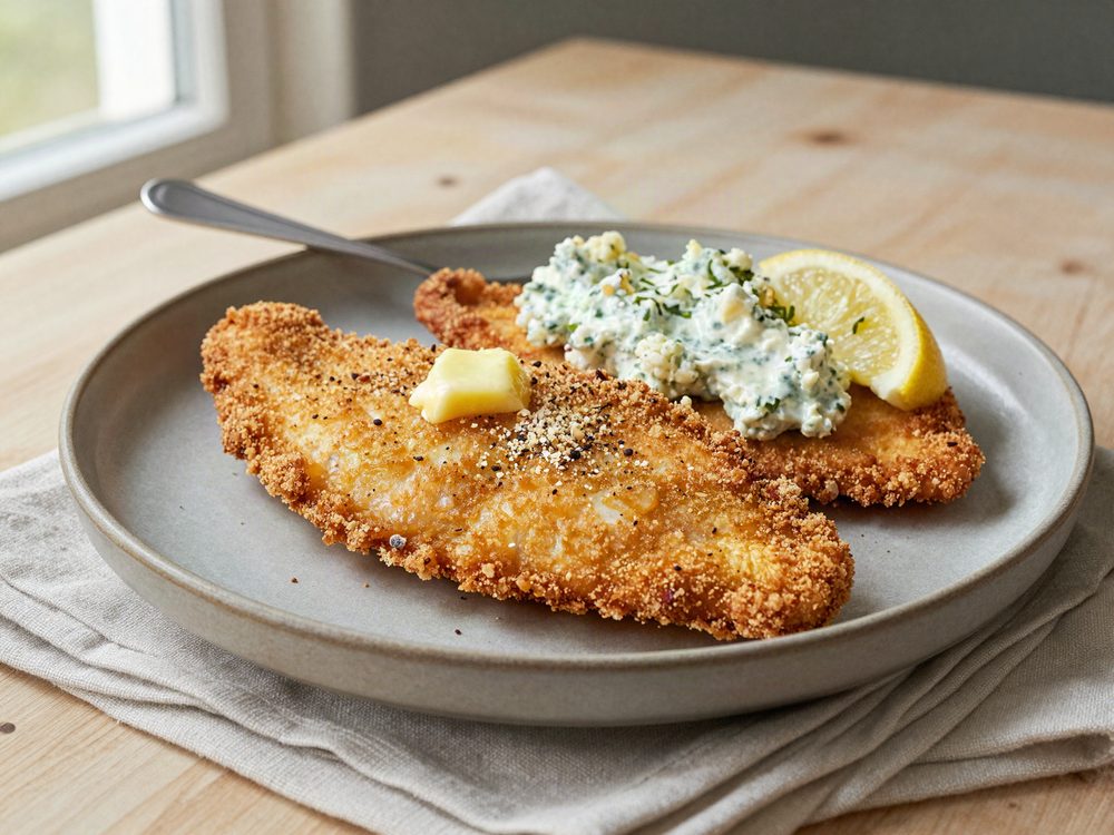Stegt rødspættefilet med hjemmerørt remoulade