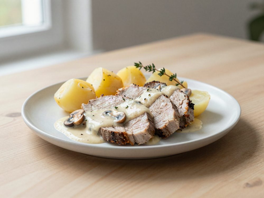 Svinemørbrad med champignonsauce