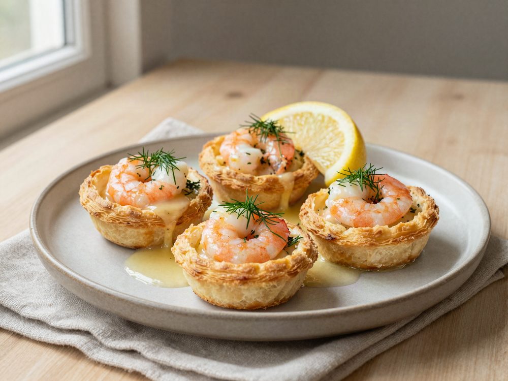 Tarteletter med rejer og dild